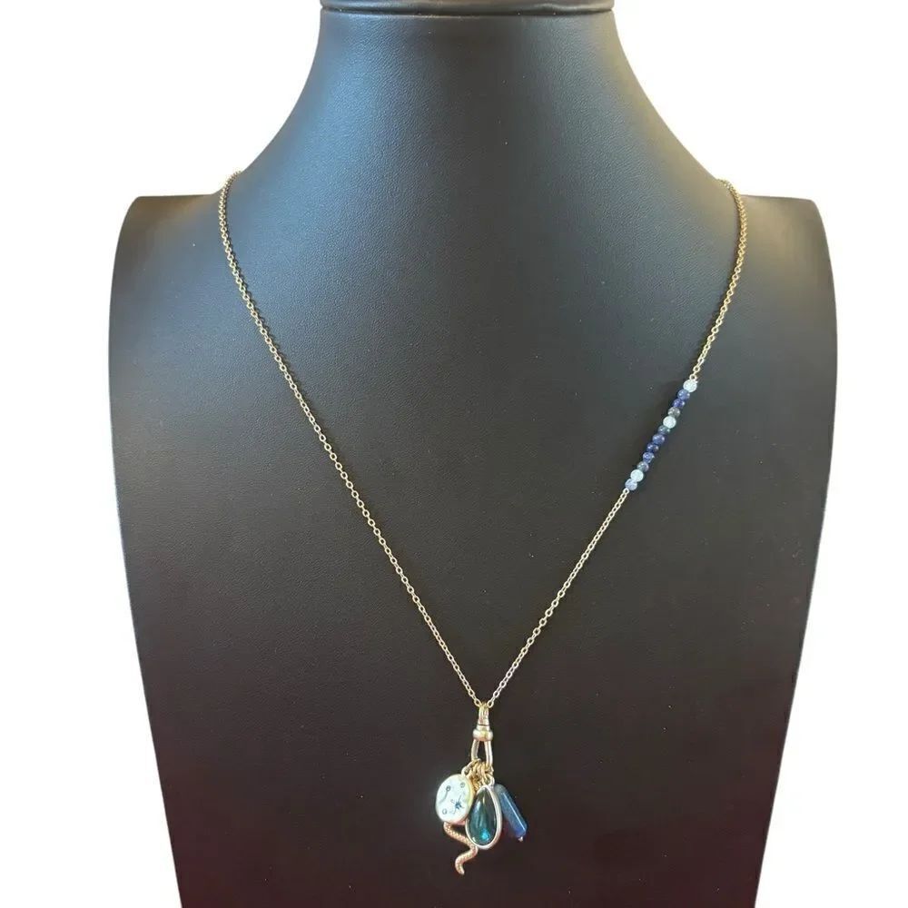Awesome 4 Piece Jeweled & Gemstone Charm Necklace.